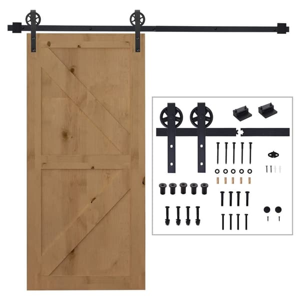 Skjutdörrsbeslag Set, 200x4x0.6 cm, Svart