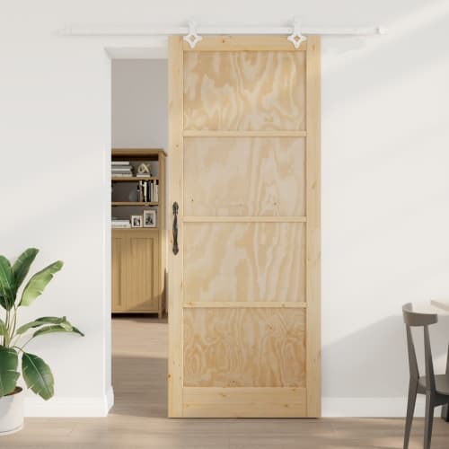 skjutdörr med hårdvarusats 93x232 cm Solid Trä Furu