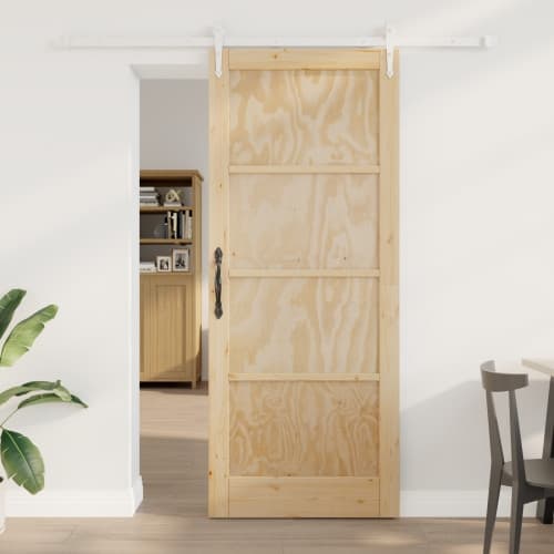 Skjutdörr med Beslag Set 86x211 cm Massiv Trä Furu, vidaXL Inredningsdörr 'ORKDAL'86x211x4 cm Massiv Trä Furu