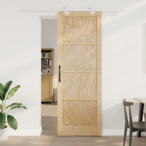 Skjutdörr med beslag Set 83x232 cm Massivt trä Furu