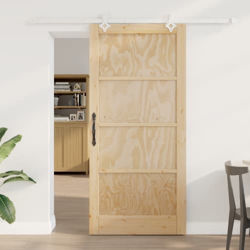 skjutdörr med beslagset 93x202 cm Massivt trä furu