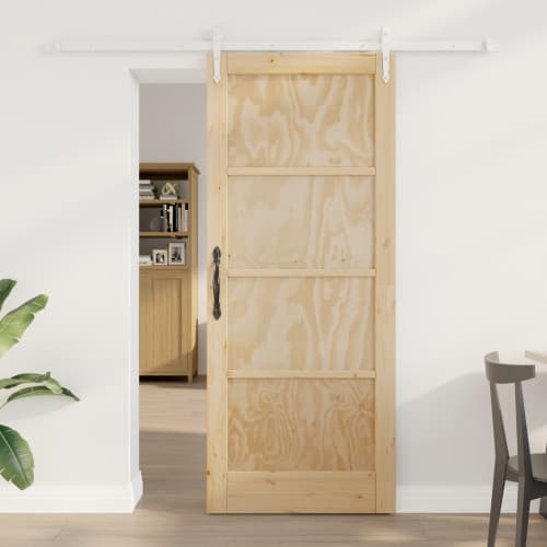 skjutdörr med hårdvarusats 83x202 cm Solid träfuru