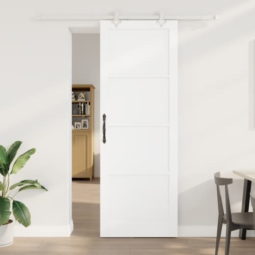 Skjutdörr med Tillbehör Set Vit 83x232 cm Solid Tall