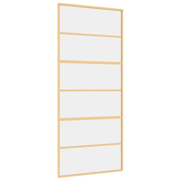 Skjutdörr guld 90x205 cm klart ESG-glas och aluminium