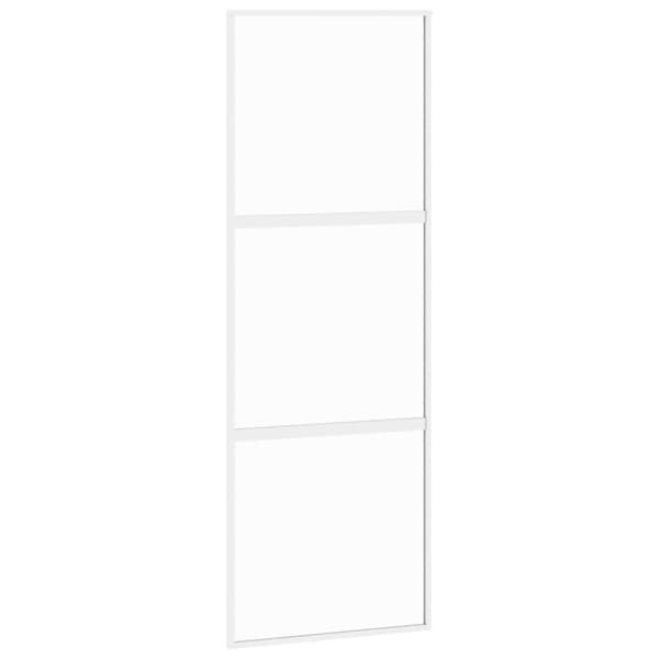 Skjutdörr vit 76x205 cm härdat glas och aluminium