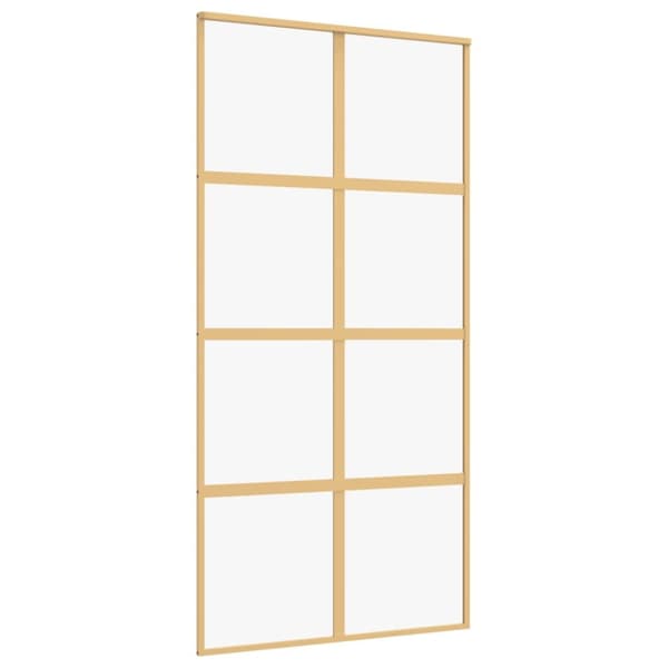 Skjutdörr guld 102,5x205 cm klart ESG-glas och aluminium