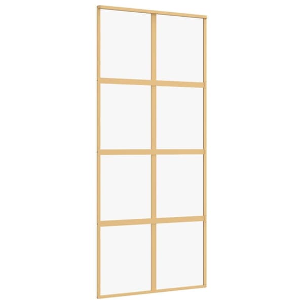Skjutdörr guld 90x205 cm klart ESG-glas och aluminium