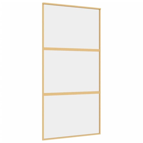 Skjutdörr guld 102,5x205 cm klart ESG-glas och aluminium