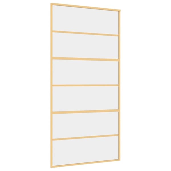 Skjutdörr guld 102,5x205 cm klart ESG-glas och aluminium