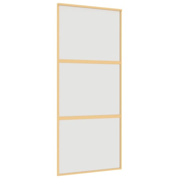 Skjutdörr guld 90x205 cm frostat ESG-glas och aluminium