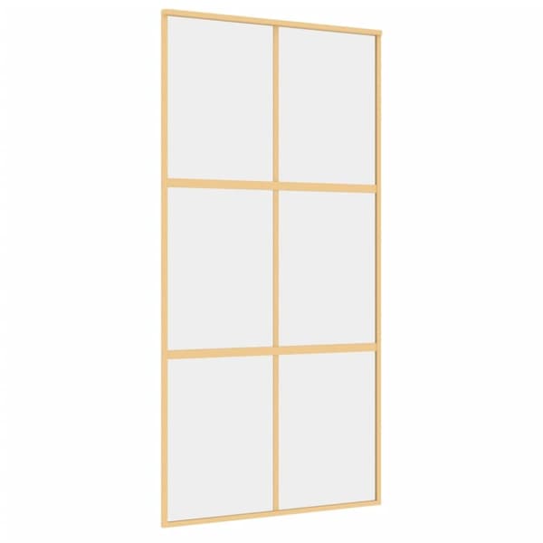 Skjutdörr guld 102,5x205 cm klart ESG-glas och aluminium