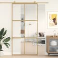 Miniatyrbild 1 av 2: Skjutdörr guld 102,5x205 cm klart ESG-glas och aluminium