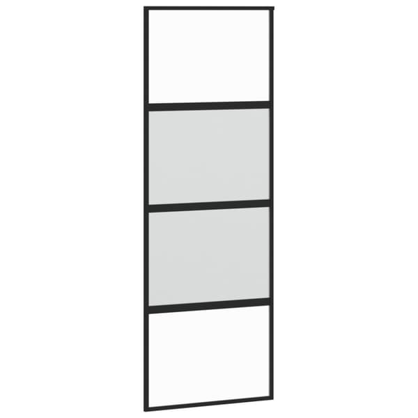 Skjutdörr svart 76x205 cm härdat glas och aluminium
