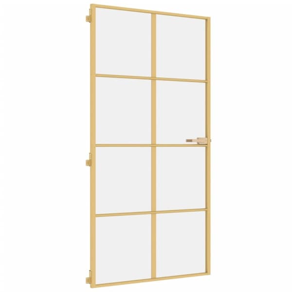 Innerdörr guld 102,5x201,5 cm härdat glas och aluminium slim