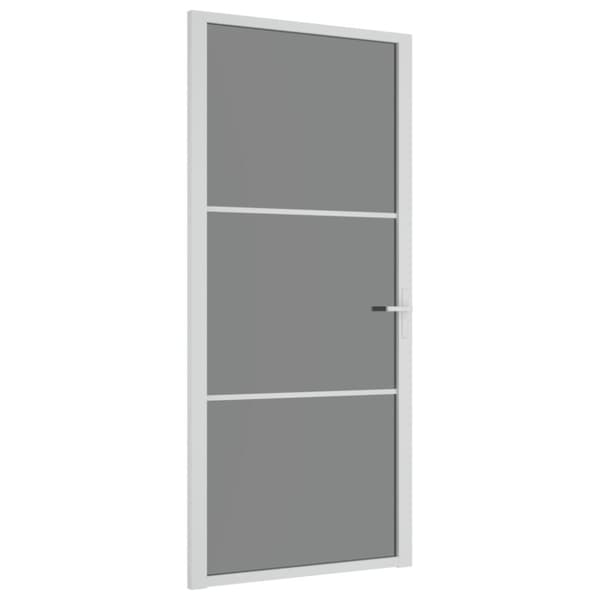 Innerdörr 93x201,5 cm vit ESG-glas och aluminium