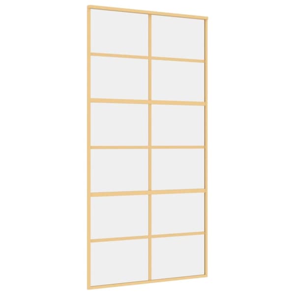 Skjutdörr guld 102,5x205 cm klart ESG-glas och aluminium