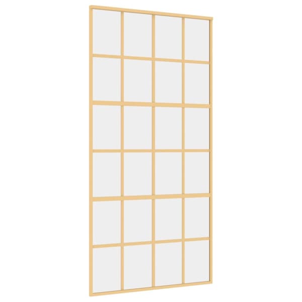 Skjutdörr guld 102,5x205 cm klart ESG-glas och aluminium