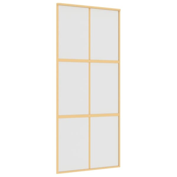 Skjutdörr guld 90x205 cm frostat ESG-glas och aluminium