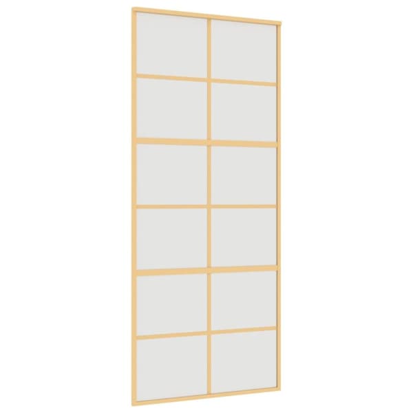 Skjutdörr guld 90x205 cm frostat ESG-glas och aluminium