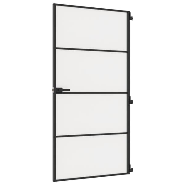Innerdörr svart 102,5x201,5 cm härdat glas och aluminium slim