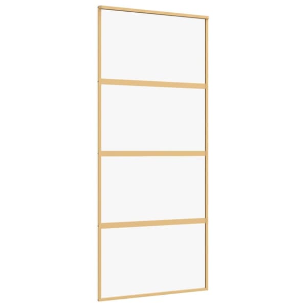 Skjutdörr guld 90x205 cm klart ESG-glas och aluminium