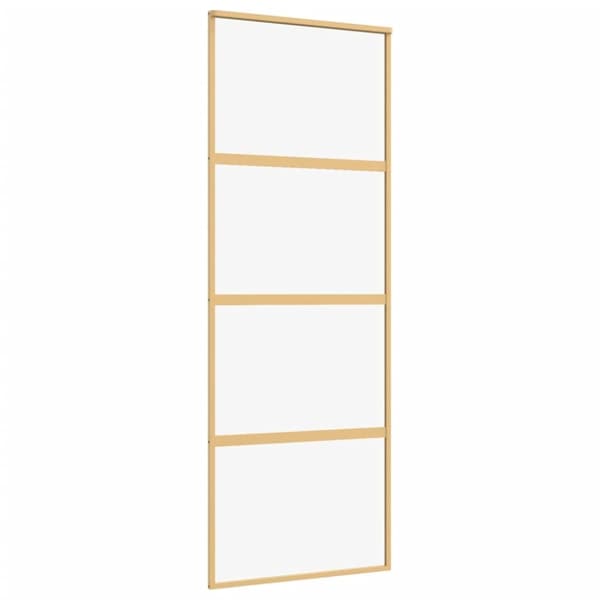 Skjutdörr guld 76x205 cm klart ESG-glas och aluminium