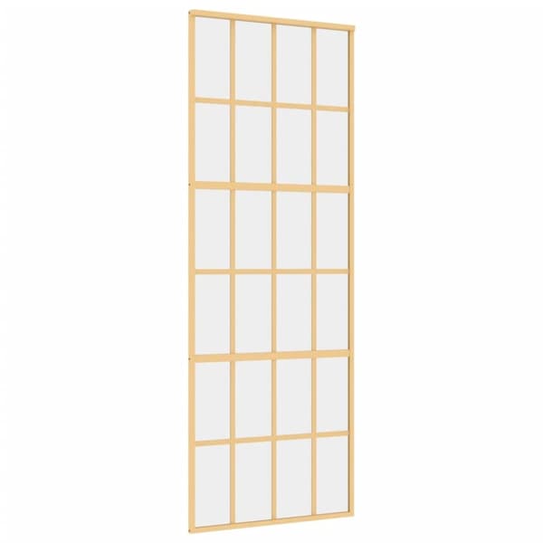 Skjutdörr guld 76x205 cm klart ESG-glas och aluminium