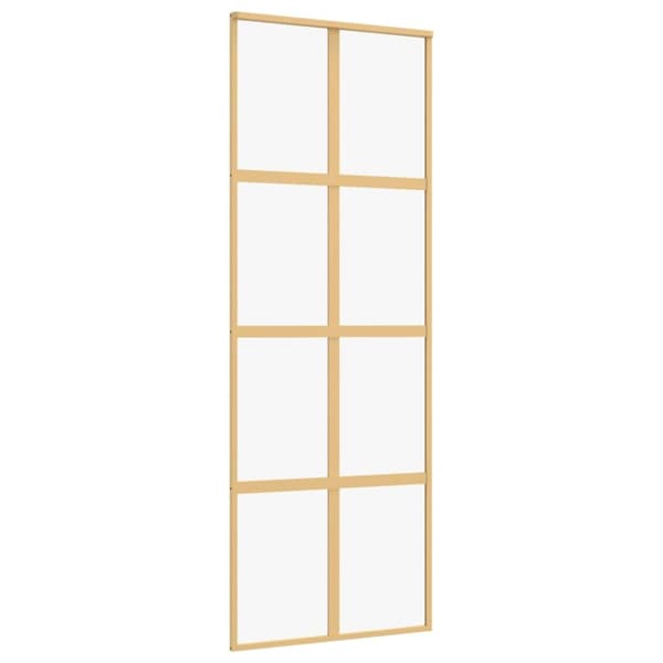 Skjutdörr guld 76x205 cm klart ESG-glas och aluminium