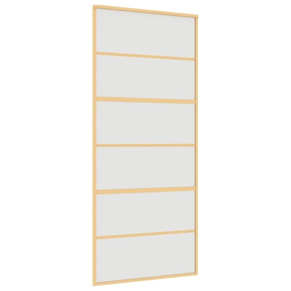 Skjutdörr guld 90x205 cm frostat ESG-glas och aluminium