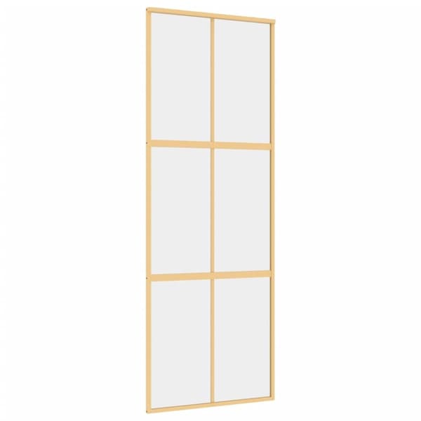 Skjutdörr guld 76x205 cm klart ESG-glas och aluminium