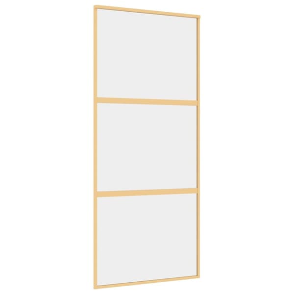 Skjutdörr guld 90x205 cm klart ESG-glas och aluminium