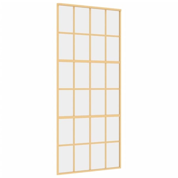 Skjutdörr guld 90x205 cm klart ESG-glas och aluminium