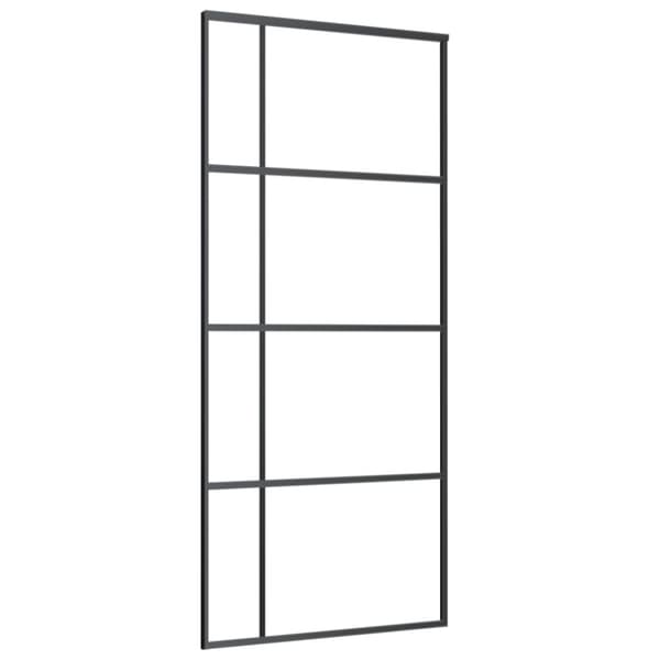 Skjutdörr ESG-glas och aluminium 90x205 cm svart