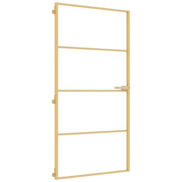 Innerdörr guld 102,5x201,5 cm härdat glas och aluminium slim