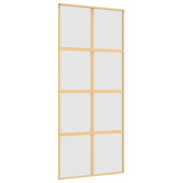 Skjutdörr guld 90x205 cm frostat ESG-glas och aluminium