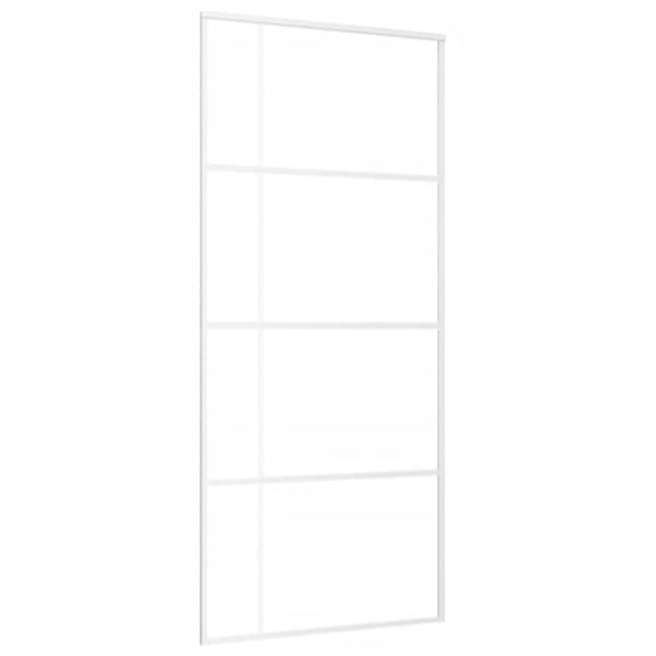 Skjutdörr frostat ESG-glas och aluminium 90x205 cm vit