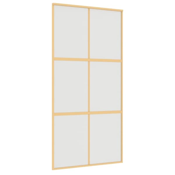 Skjutdörr guld 102,5x205 cm frostat ESG-glas och aluminium