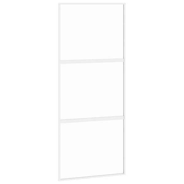 Skjutdörr vit 90x205 cm härdat glas och aluminium