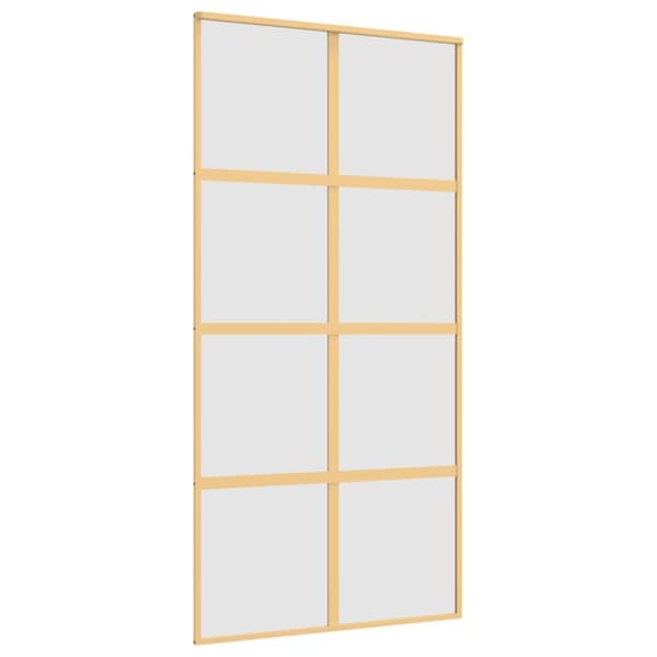 Skjutdörr guld 102,5x205 cm frostat ESG-glas och aluminium