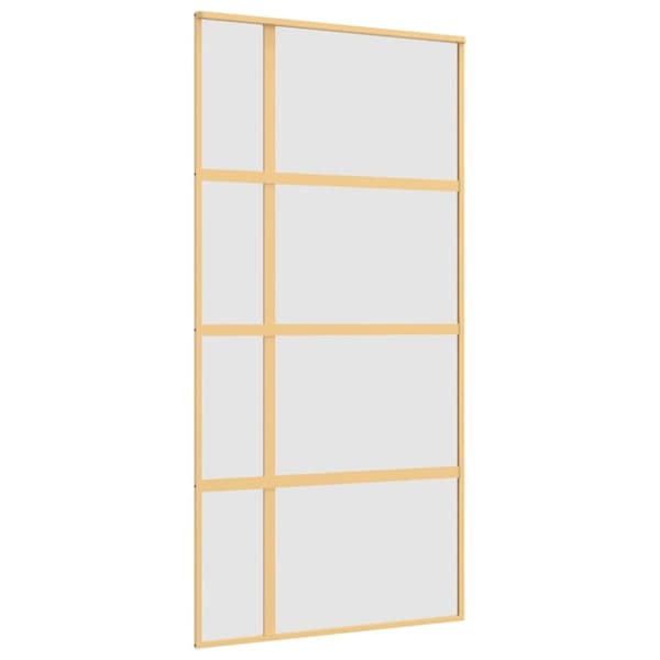 Skjutdörr guld 102,5x205 cm frostat ESG-glas och aluminium