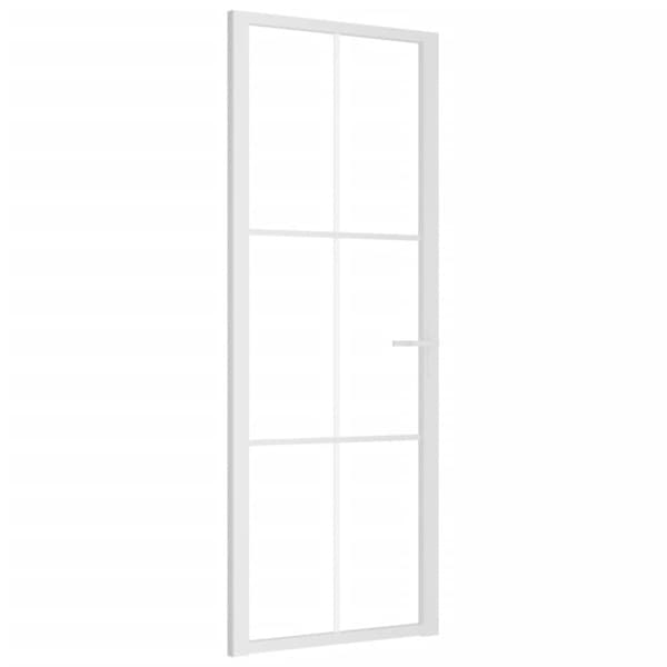 Innerdörr 76x201,5 cm vit ESG-glas och aluminium