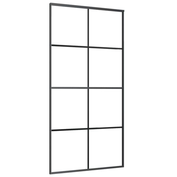 Skjutdörr svart 102,5x205 cm ESG-glas och aluminium