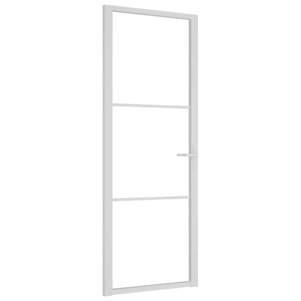 Innerdörr 76x201,5 cm vit ESG-glas och aluminium