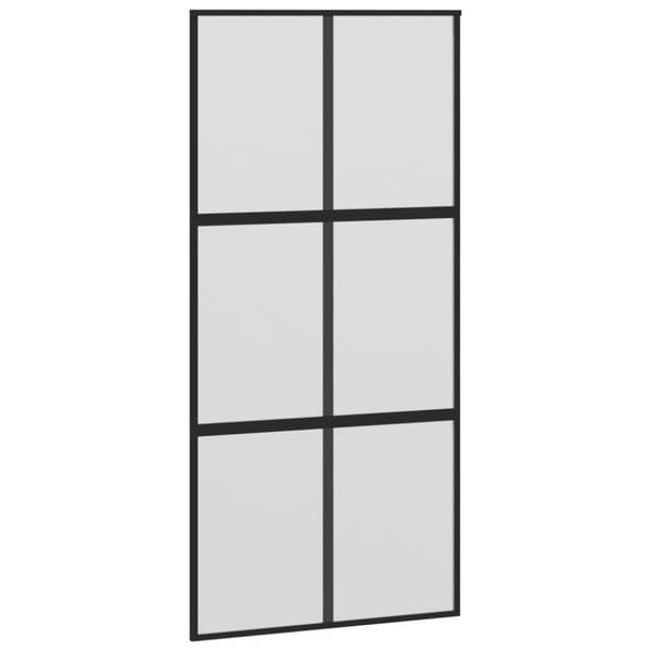 Skjutdörr svart 102,5x205 cm härdat glas och aluminium