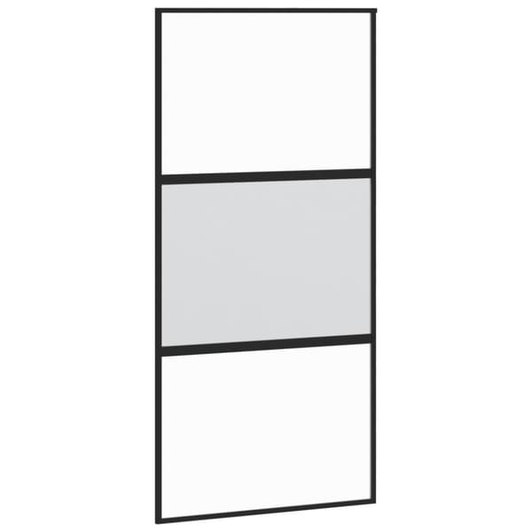 Skjutdörr svart 102,5x205 cm härdat glas och aluminium