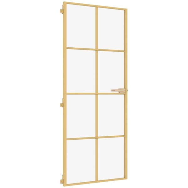 Innerdörr guld 83x201,5 cm härdat glas och aluminium slim