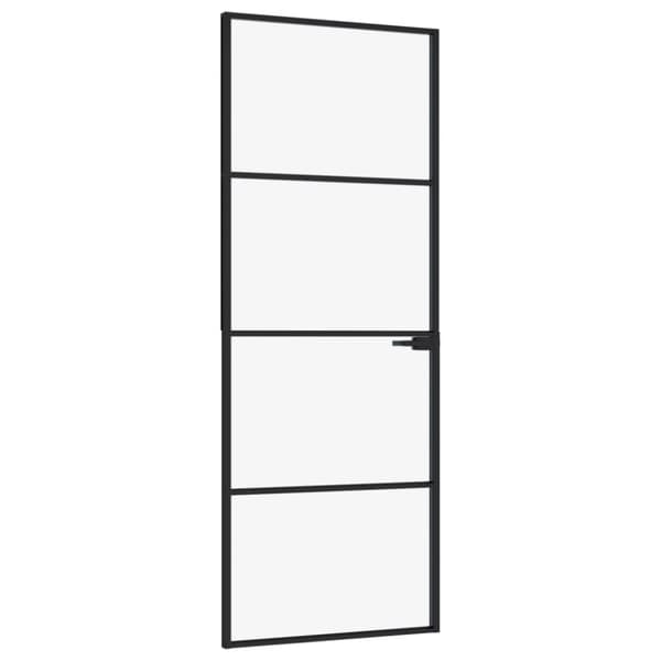 Innerdörr 76x201,5 cm härdat glas och aluminium slim