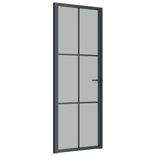 Innerdörr 76x201,5 cm svart matt glas och aluminium