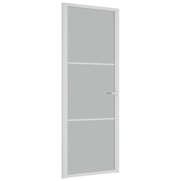 Innerdörr 76x201,5 cm vit matt glas och aluminium