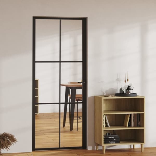 Innerdörr ESG-glas och aluminium 83x201,5 cm svart